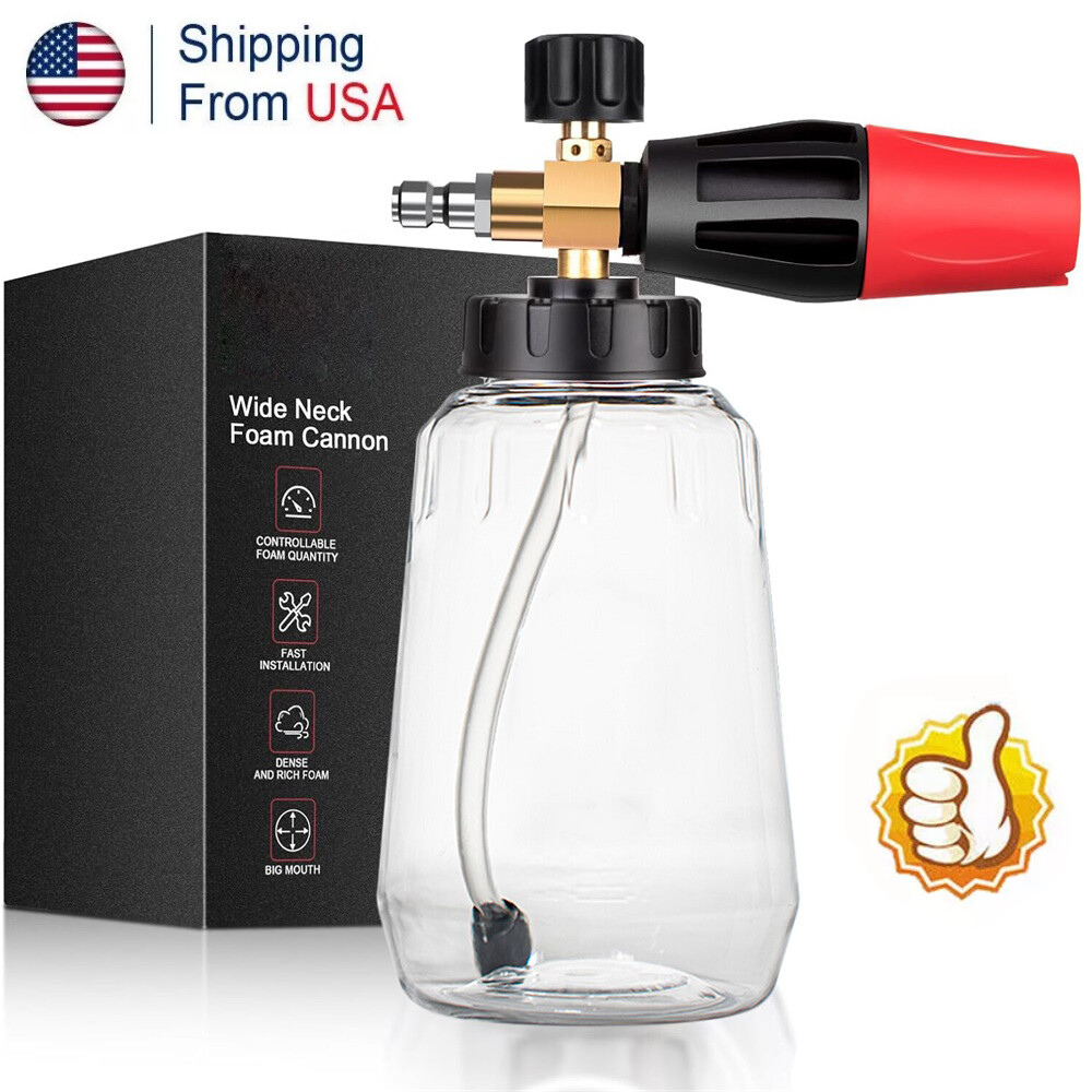 Snow Foam Washer Gun Car Wash Soap Lance 1/4"  Cannon Spray Pressure Jet Bottle