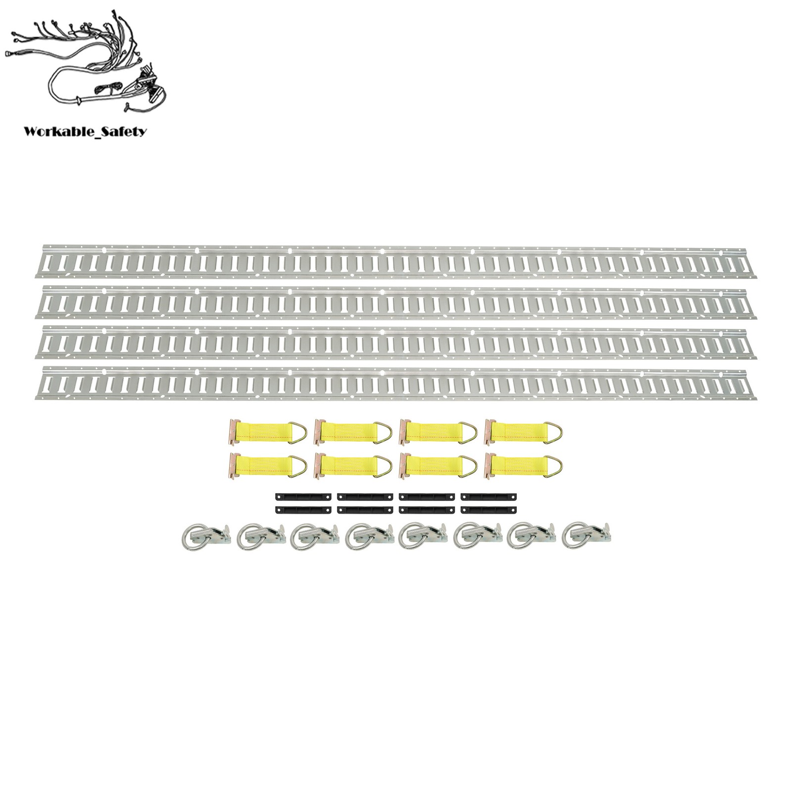 Silver 28 Pack 8 Foot E Track Rails Zinc Plated Steel For Cargo Trailer Tie Down