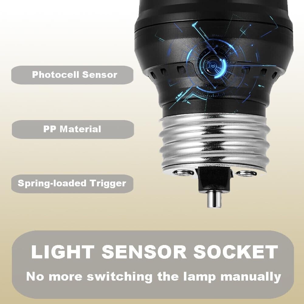 2-Pack Sensor Automatic Dusk to Dawn Light Socket E26 E27 for Outdoor Lighting