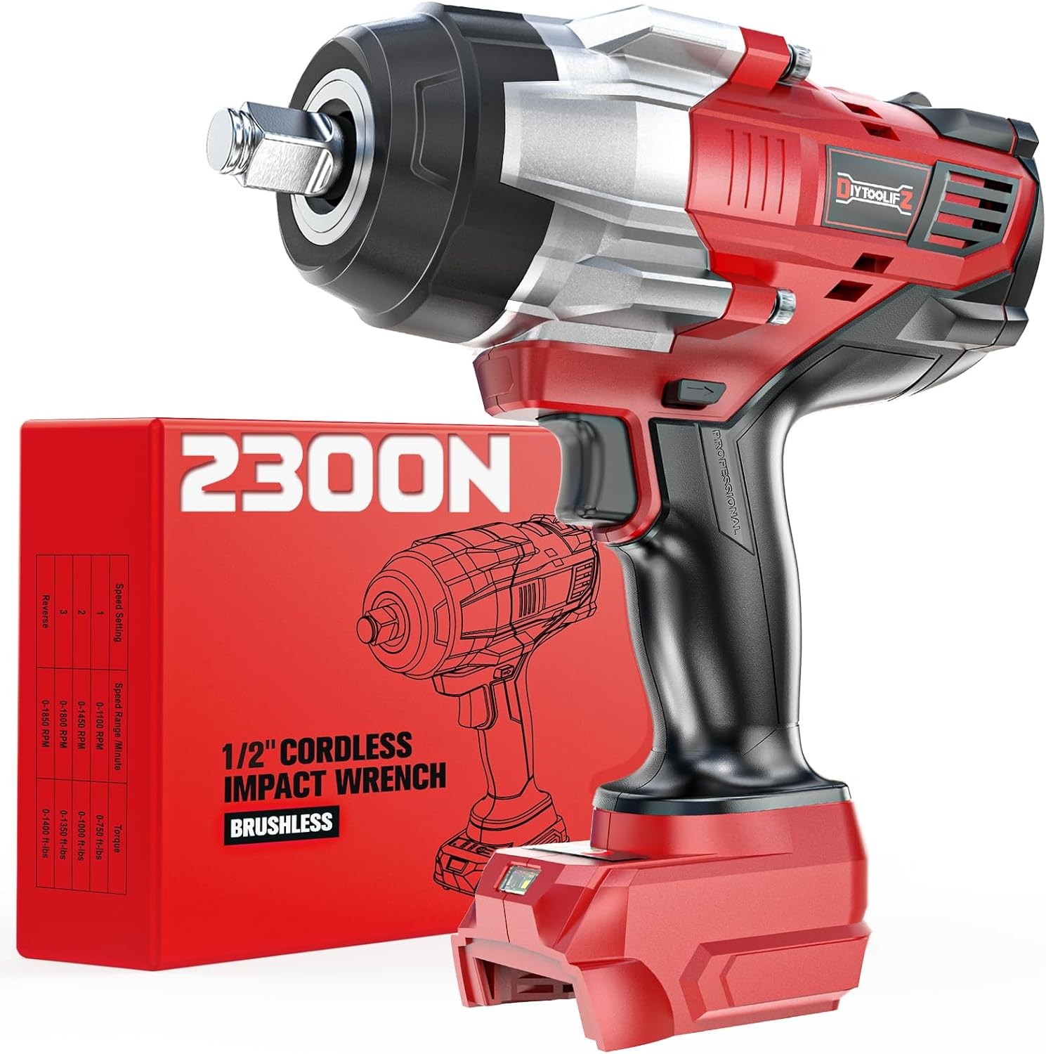 DIYtoolifz 1700 Ft-Lbs 1/2" Brushless Impact Wrench for Milwaukee 18V Battery