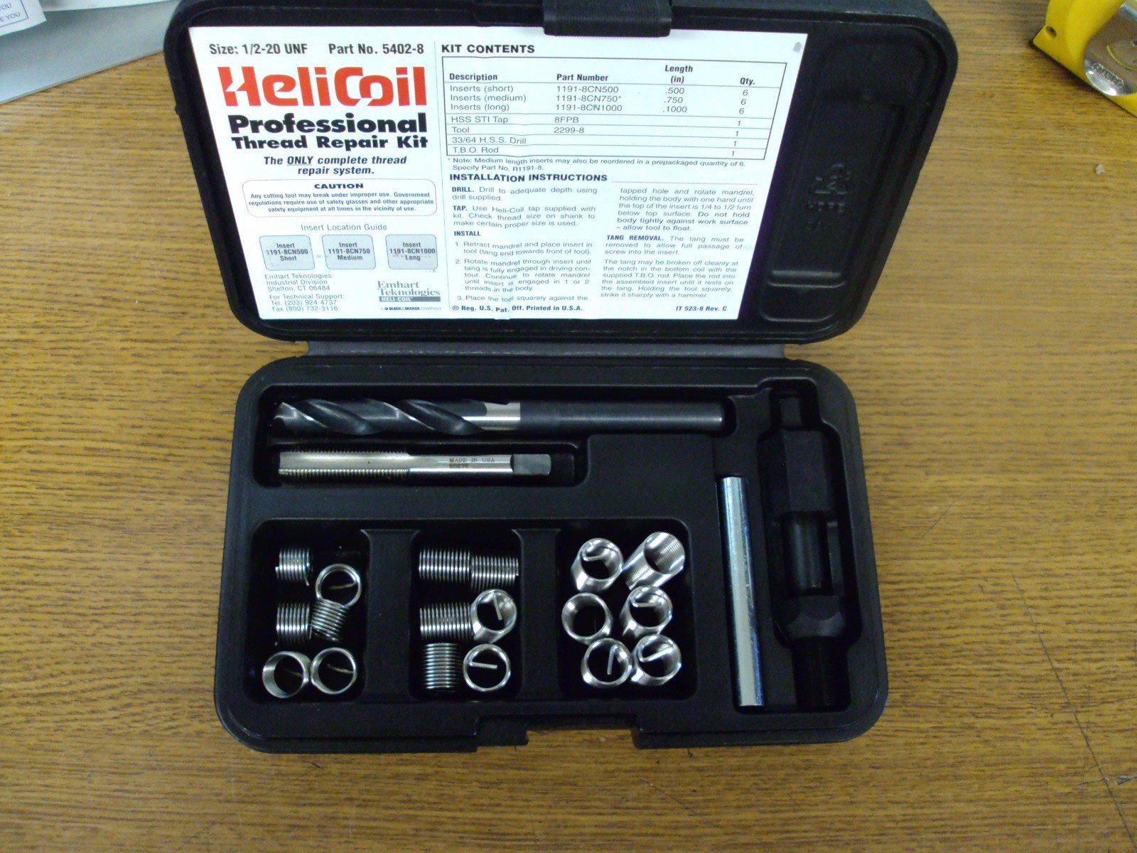 New Heli Coil  P/N 5402-8 Professional Thread Repair Kit  1/2 - 20 UNF B509