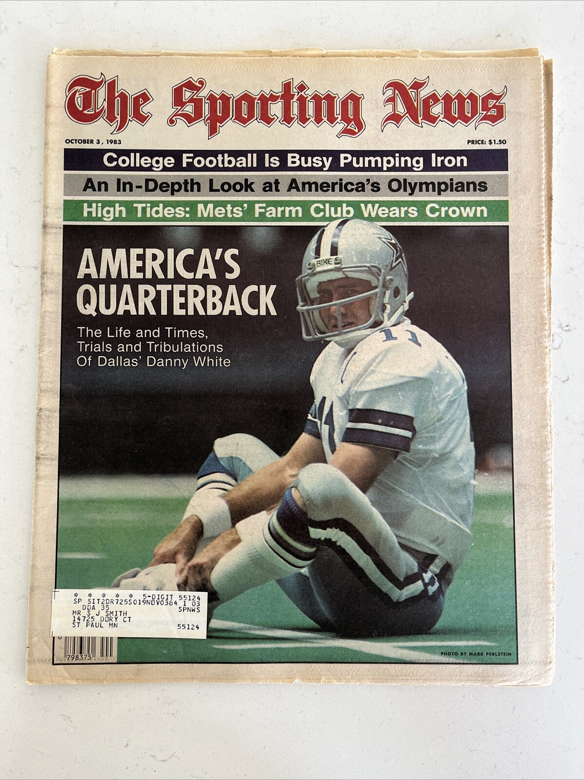 The Sporting News Paper October 3,1983 Danny White, Dallas Cowboys (B136)