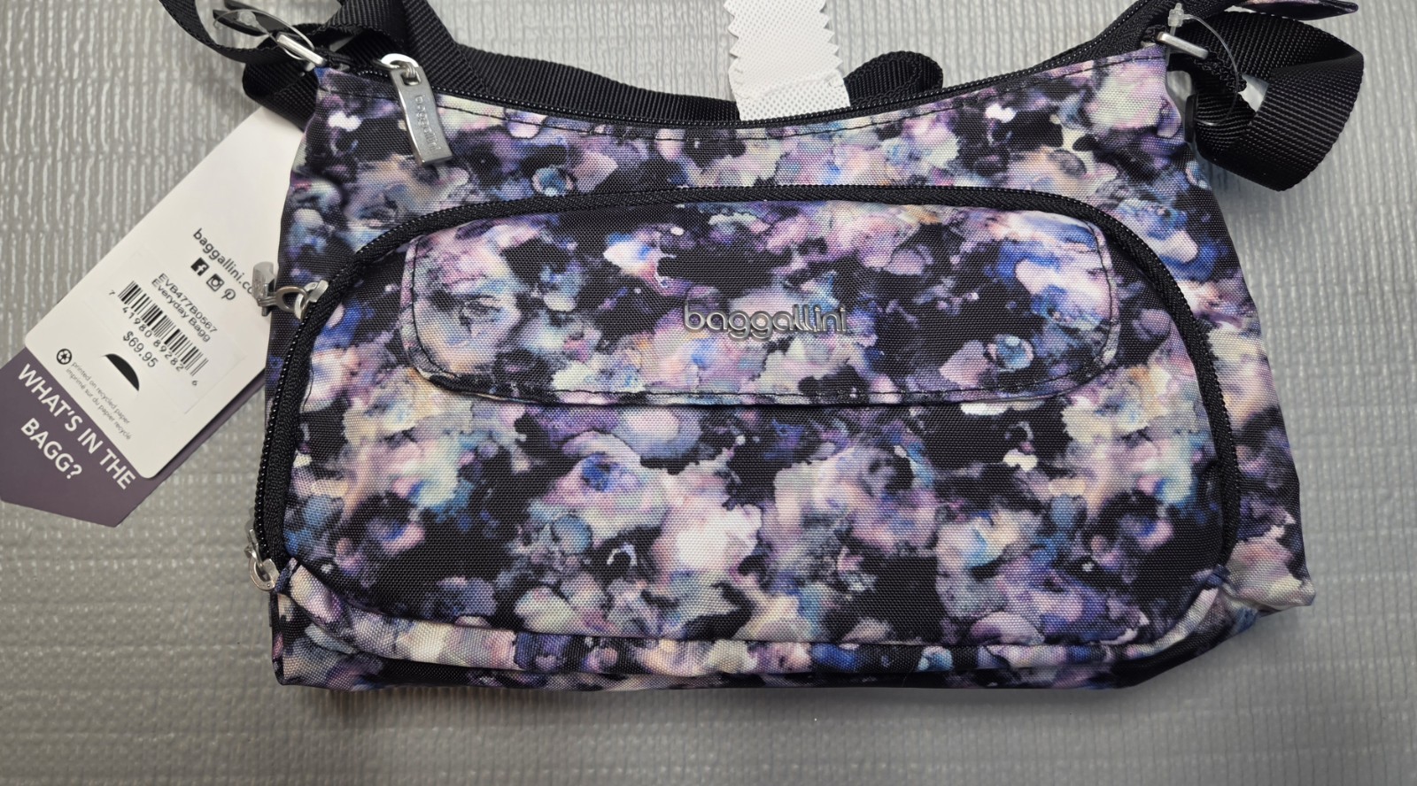 Baggallini Original Everyday Bag "New" Crossbody, Dark Garden Watercolor