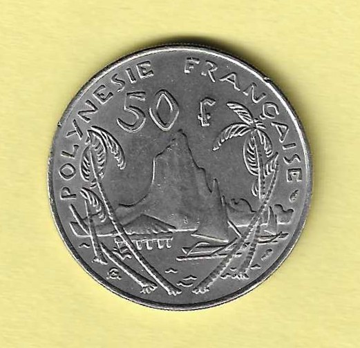 1975 French Polynesia 50 Francs (0.95 Silver) AU-50