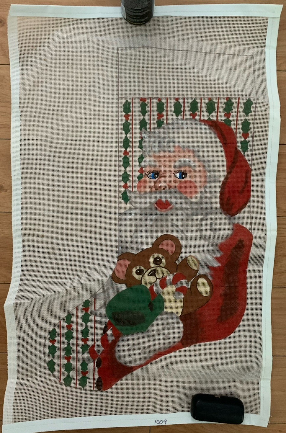 “Jolly St. Nick” Hand Painted Needlepoint Canvas