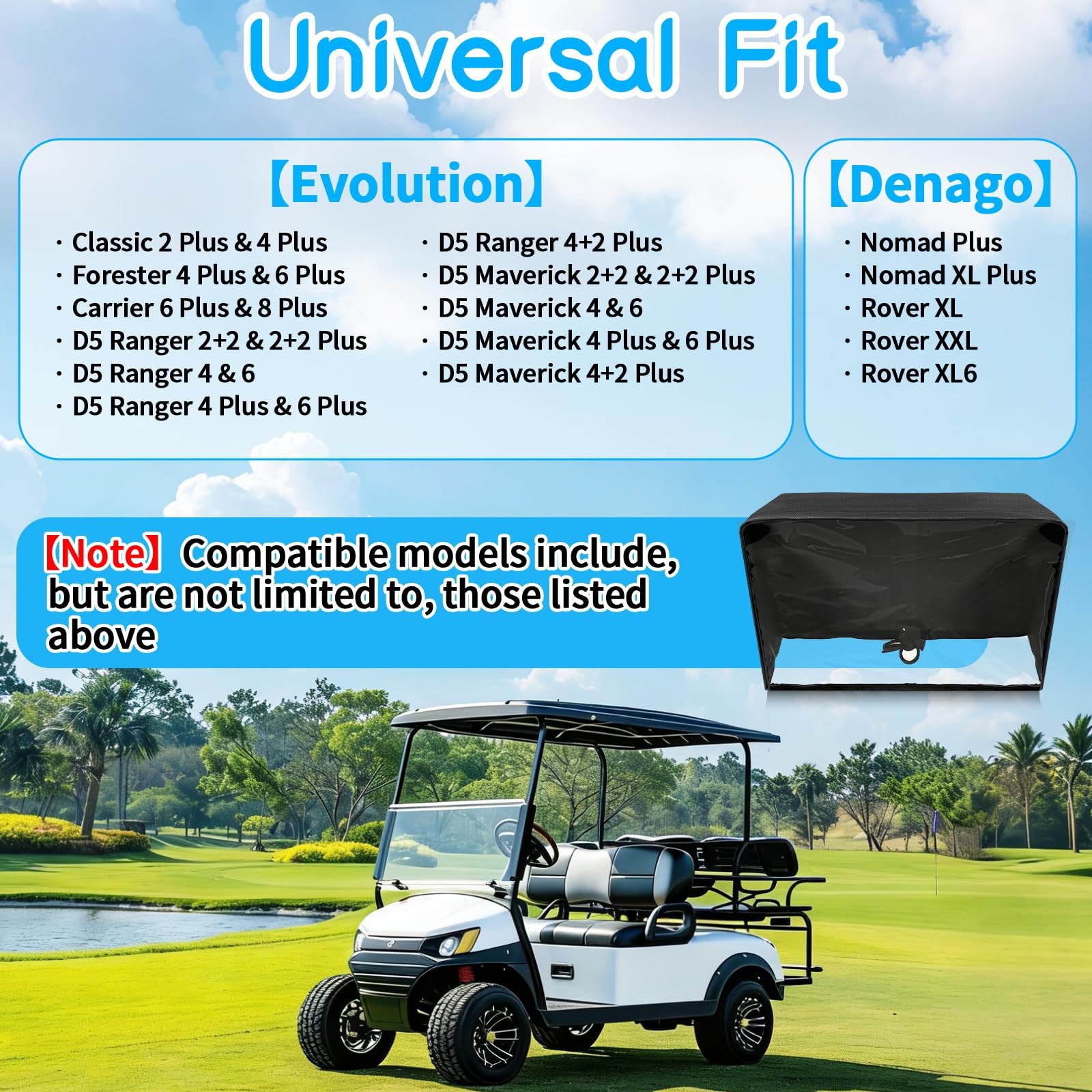 LIXOOMER Golf Cart Screen Cover for Convenient Touchscreen Use, black