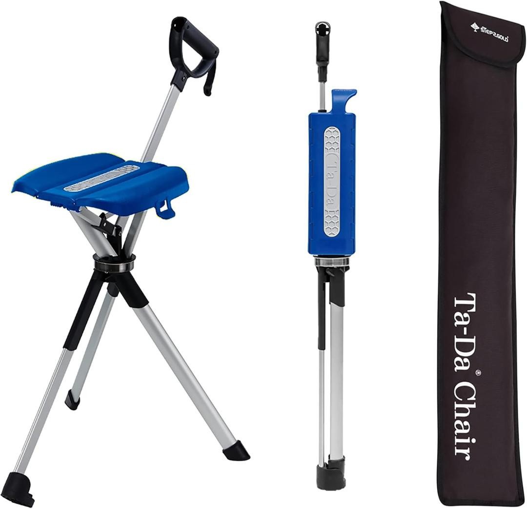 STEP2GOLD Ta-Da Chair Series 2- Portable Walking Stick, Cane with Seat, Foldable