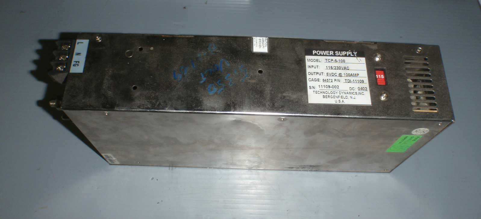 TECHNOLOGY DYNAMICS POWER SUPPLY TCP-5-100_TCP5100