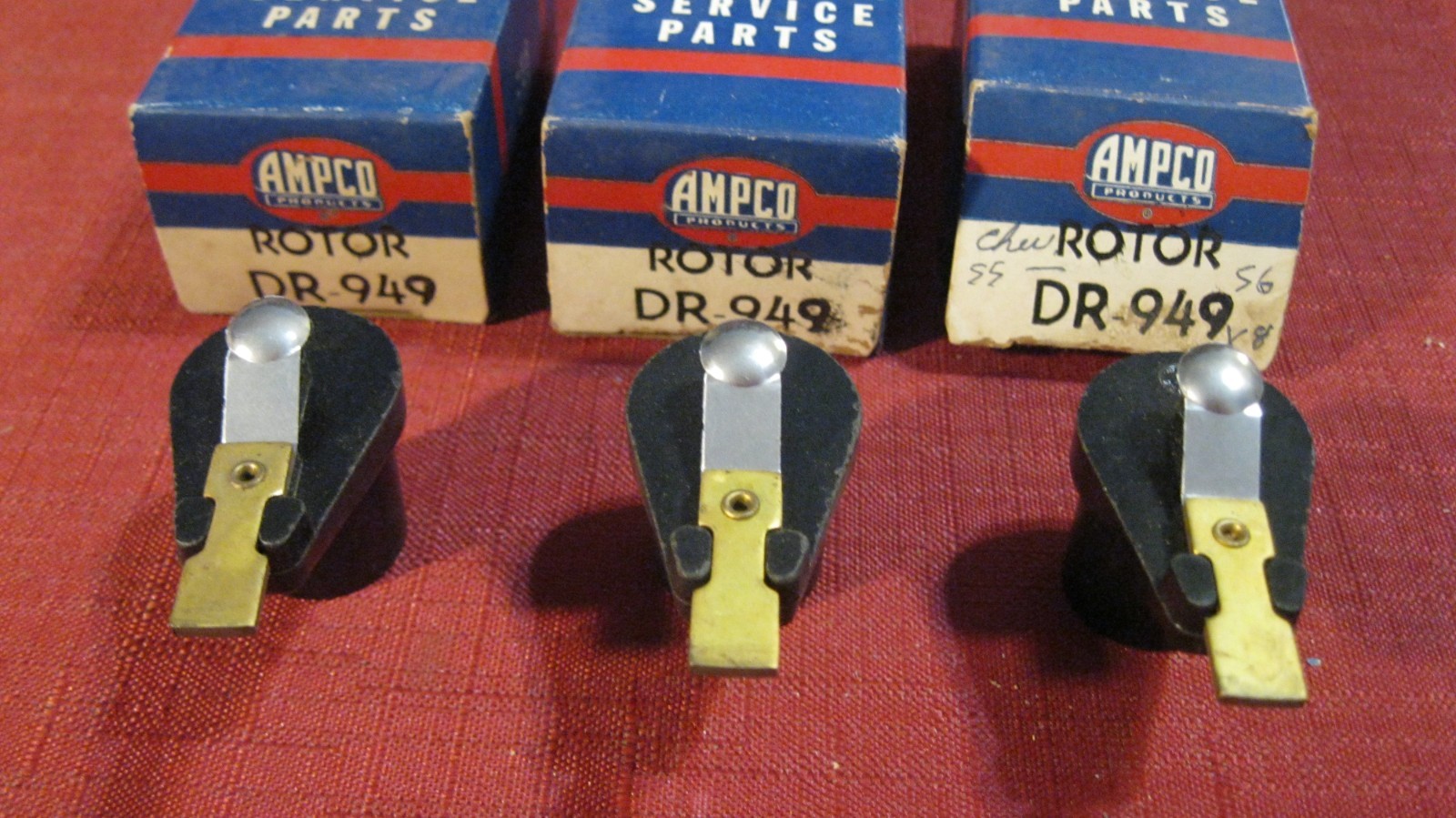 New 1955-1961 Chevrolet, Oldsmobile, Pontiac 8 Rotor lot, 3 pcs, USA , AMPCO