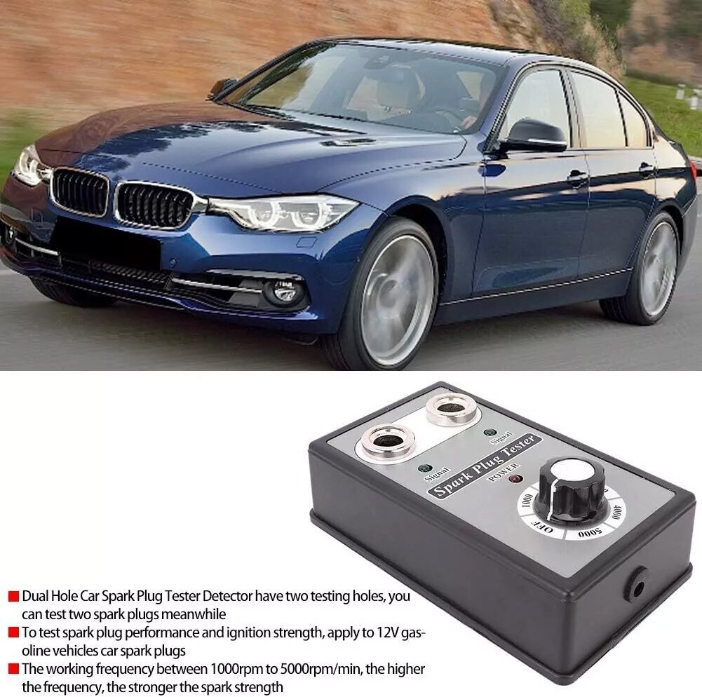 12V Spark Plug Tester Dual Hole Diagnostic Tool Gasoline Car Ignition Analyzer
