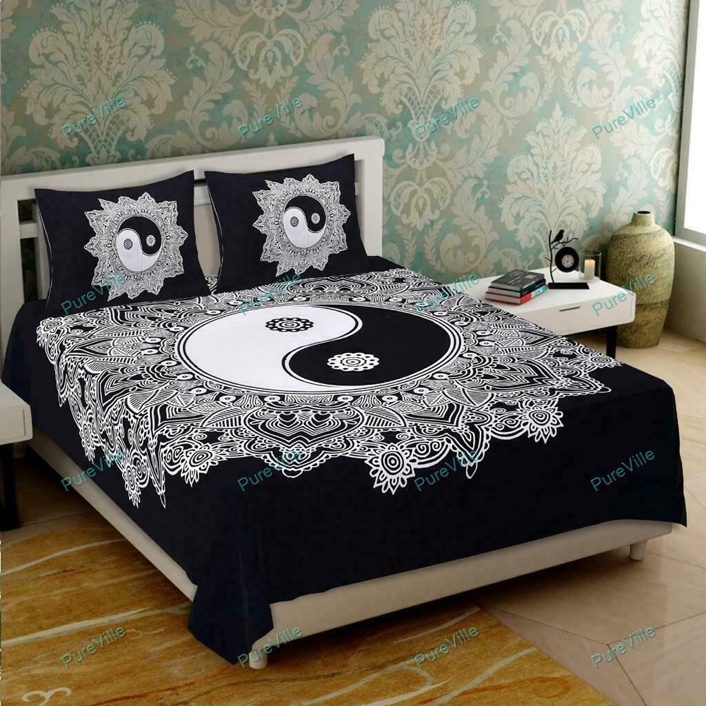 Handmade Elephant Mandala Cotton jaipuri Single Bed Sheet 90X108