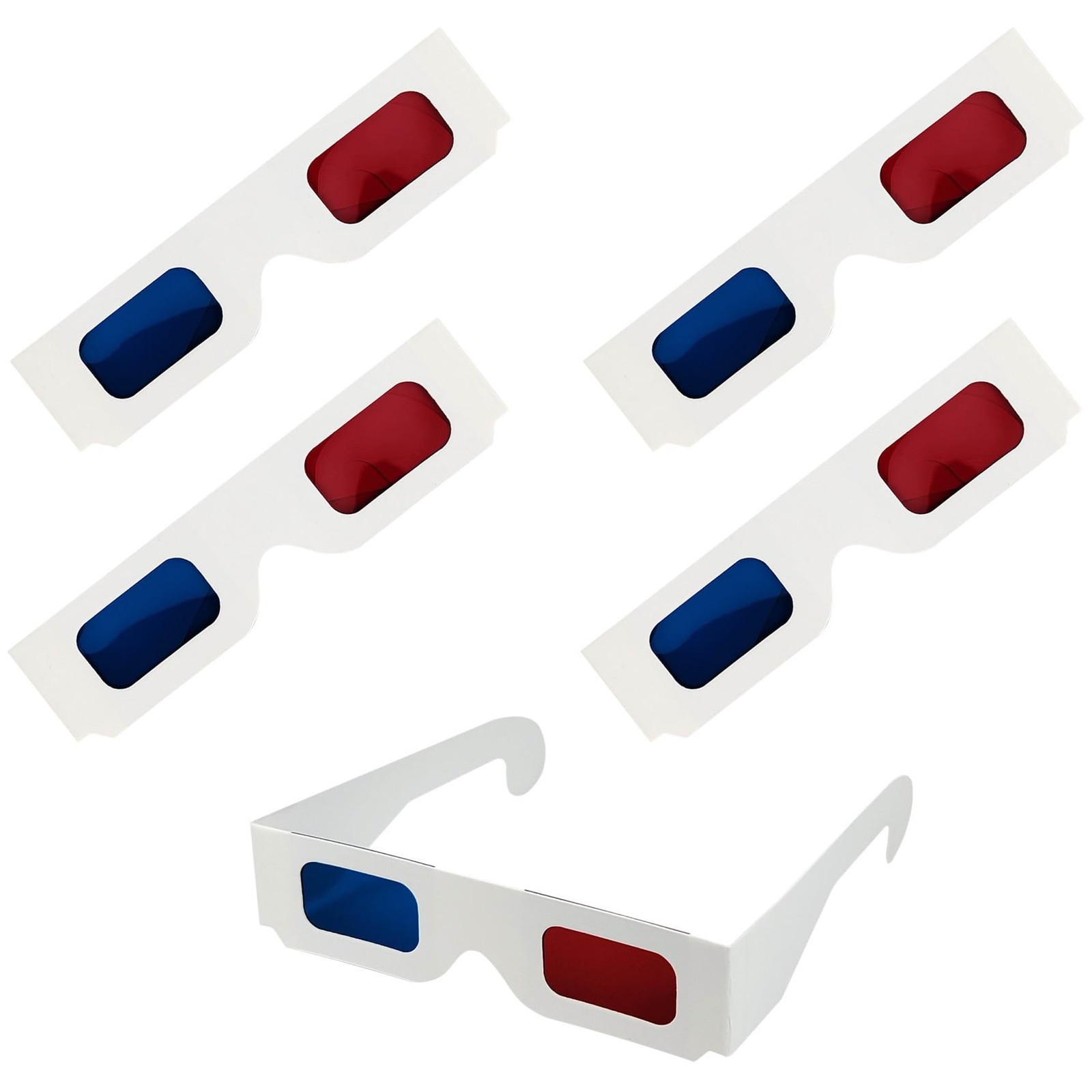 CHTUGEM 5 Pcs 3D Paper Glasses, Red and Blue 5.65 x 5.1 x 1.45 inches, White