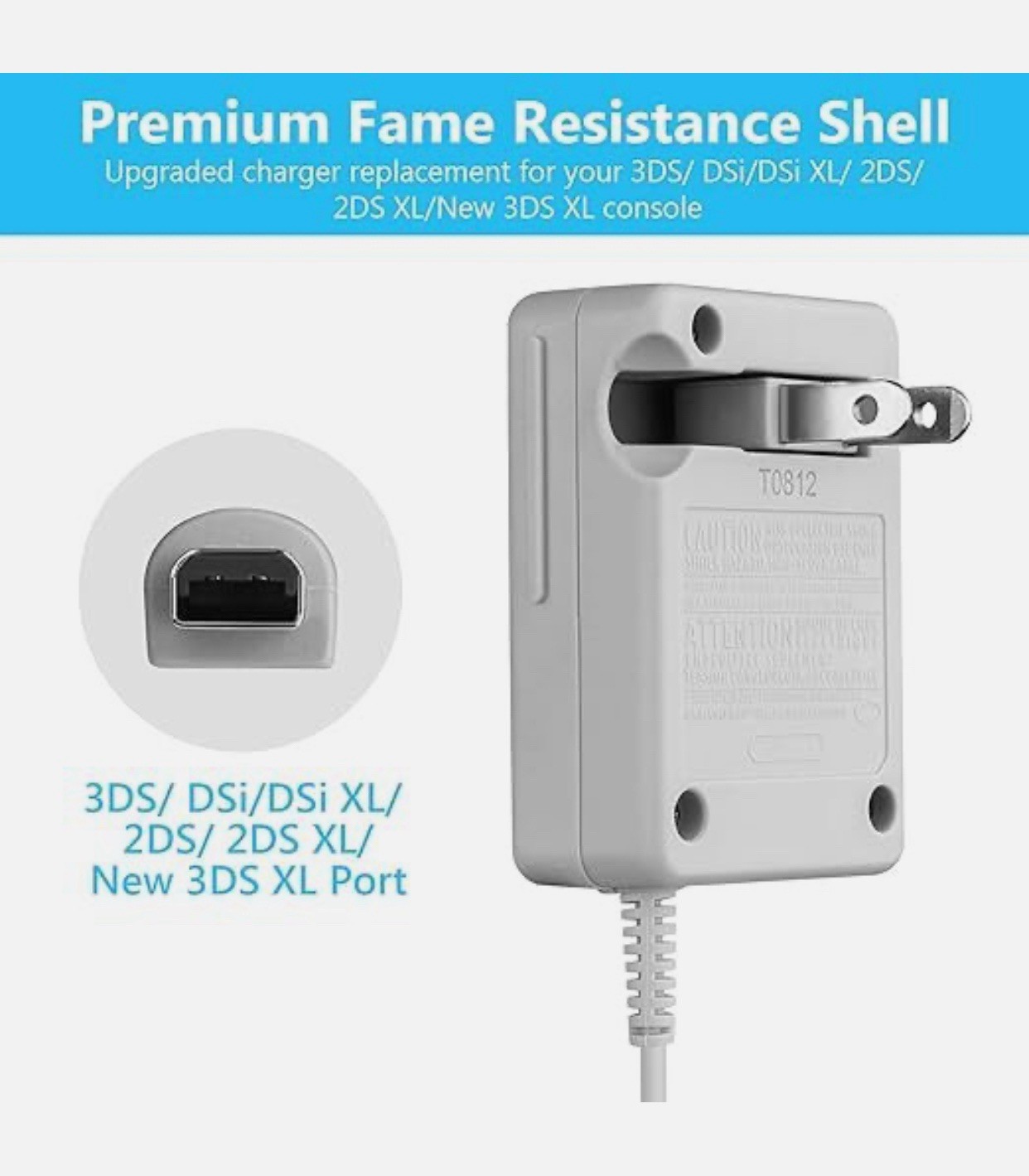 Cable Cargador de Pared Compatible con Nintendo DSi 2DS 3DS DSi XL