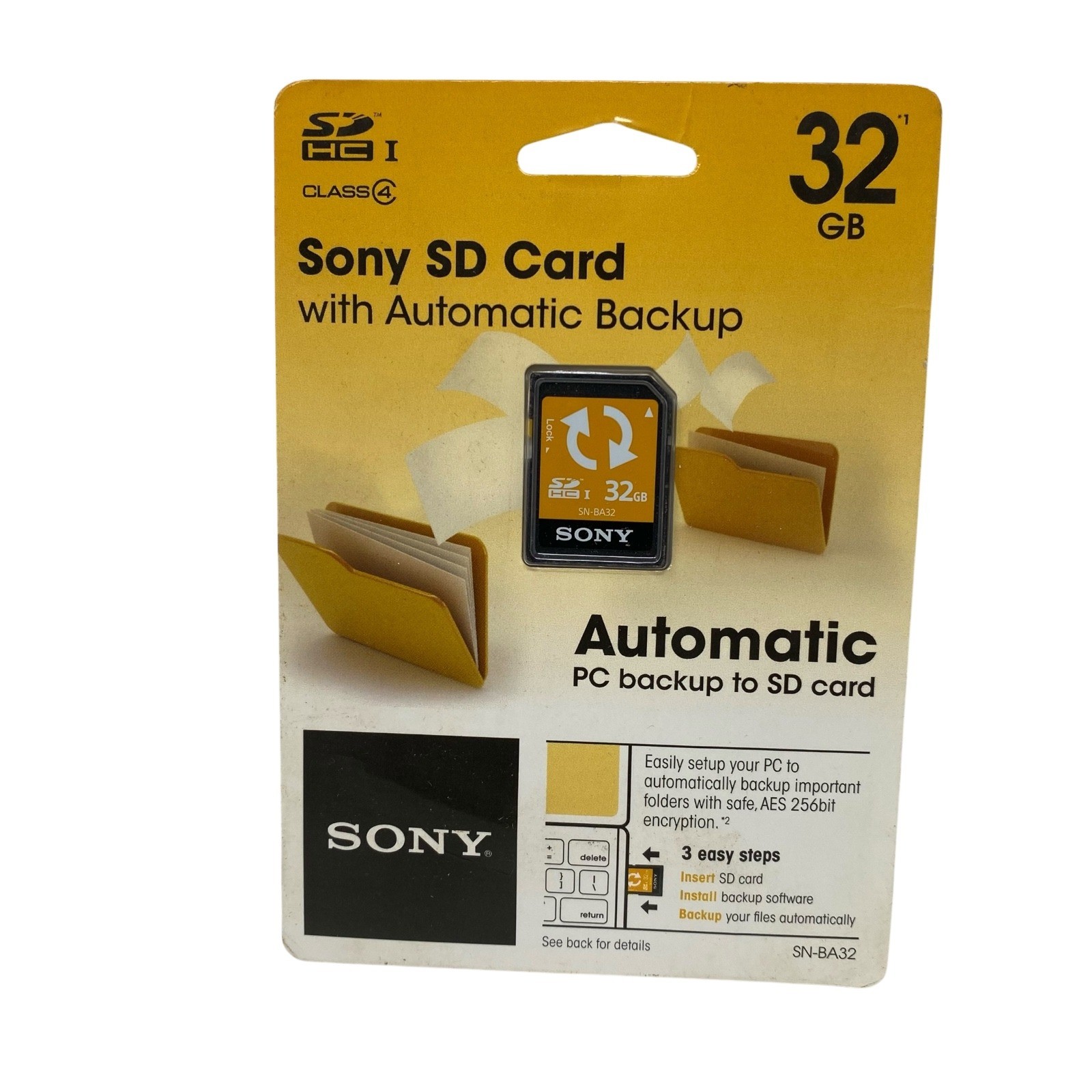 Sony 32GB SDHC Class 4 Memory Card Automatic PC Backup SN-BA32 NEW