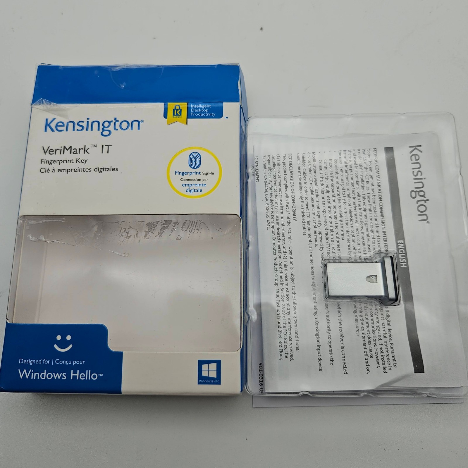Kensington VeriMark IT Fingerprint Key Reader easy setup WINDOWS HELLO