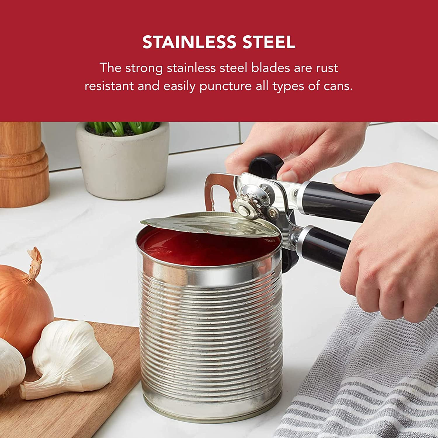 Classic Multifunction Can Opener and Bottle Opener Easy to Use, Razor Sharp Stai