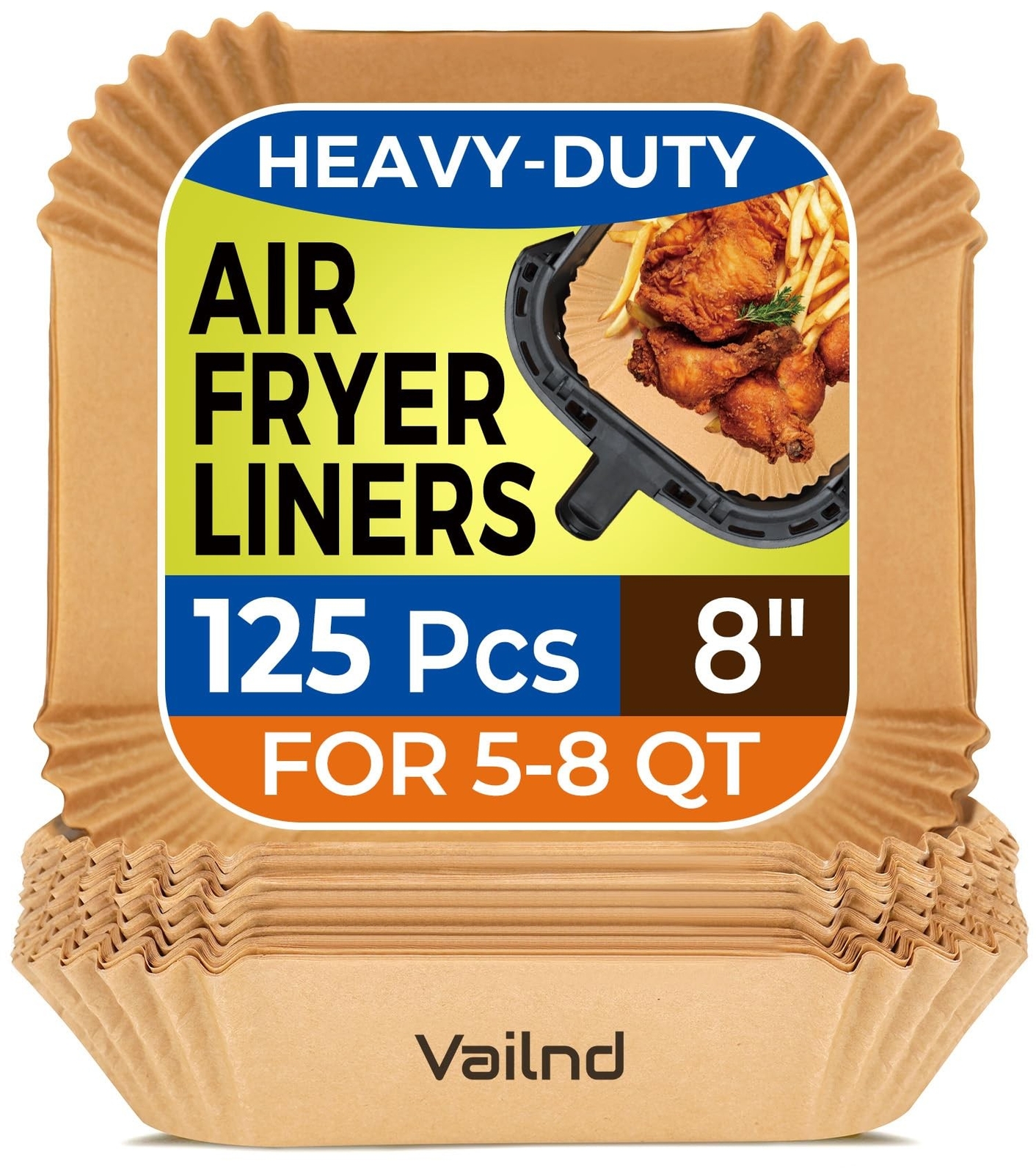 Air Fryer Paper Liners, 125Pcs Parchment Paper, Air Fryer Liners Disposable f...