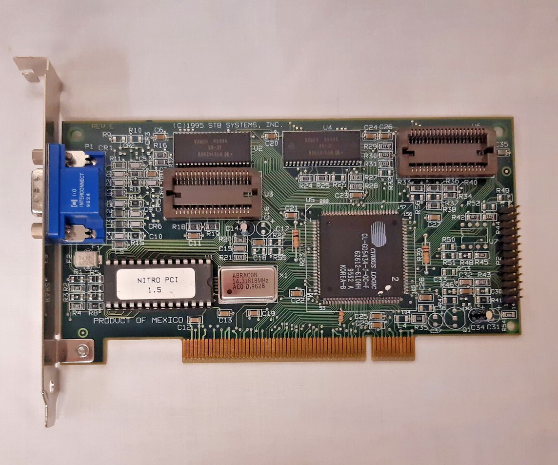 VINTAGE STB Nitro 1.5 PCI Industrial VGA Card, Cirrus Logic, DISPLAY MODEL NOS