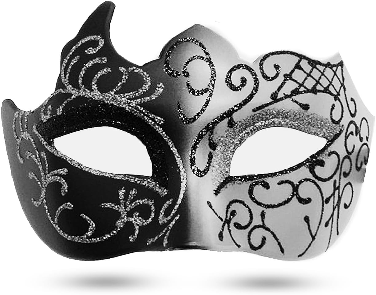 Masquerade Mask for Men Vintage Venetian Halloween Party Silver