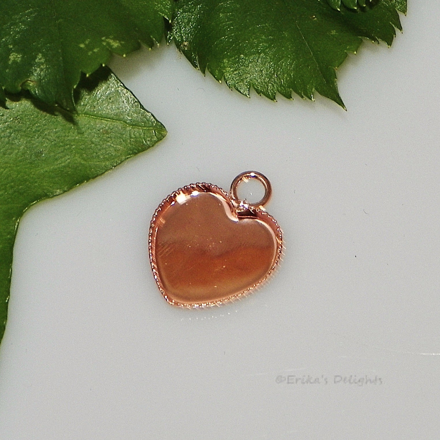 12mm Heart Dark Rose Gold Plated Serrated Cabochon (Cab) Dangle Drop Setting