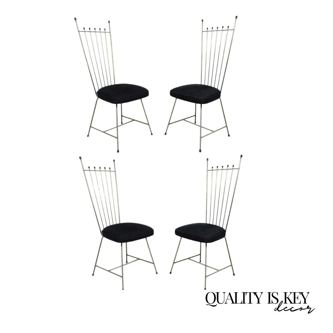 Vintage Mid Century Modern Arthur Umanoff Style Metal Dining Chairs - Set of 4
