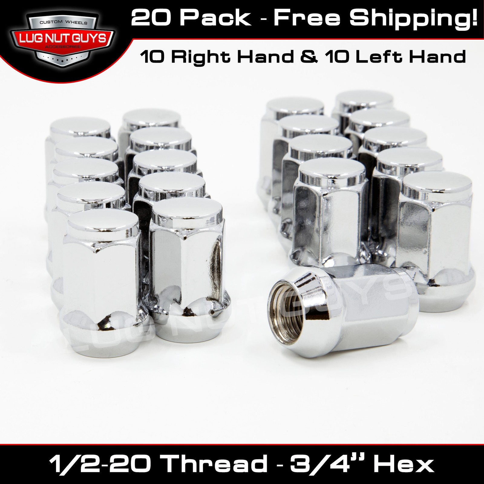 20 Chrome Acorn Lug Nuts 10 RH Right & 10 LH Left fits Old Mopar
