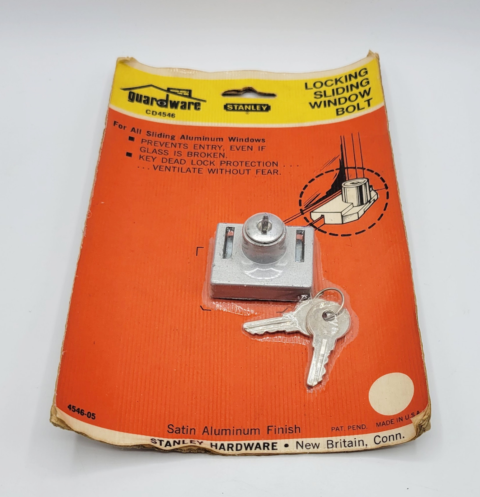 Vintage Stanley Guardware CD4546 Locking Sliding Window Bolt New in Package