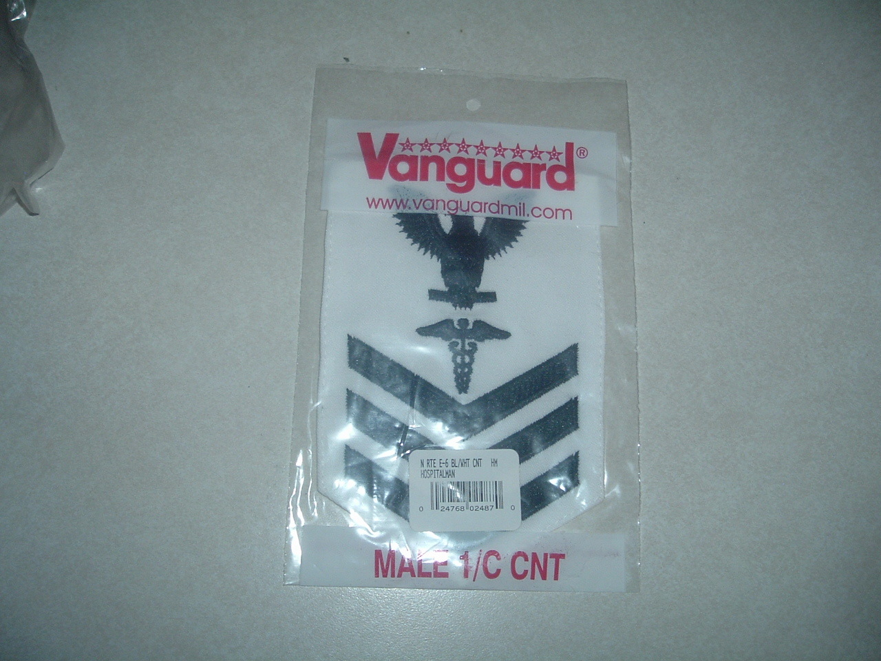 MILITARY PATCH US NAVY RATE E-6 HOSPITALMAN MALE SET OF 2 BLACK AND WHITE