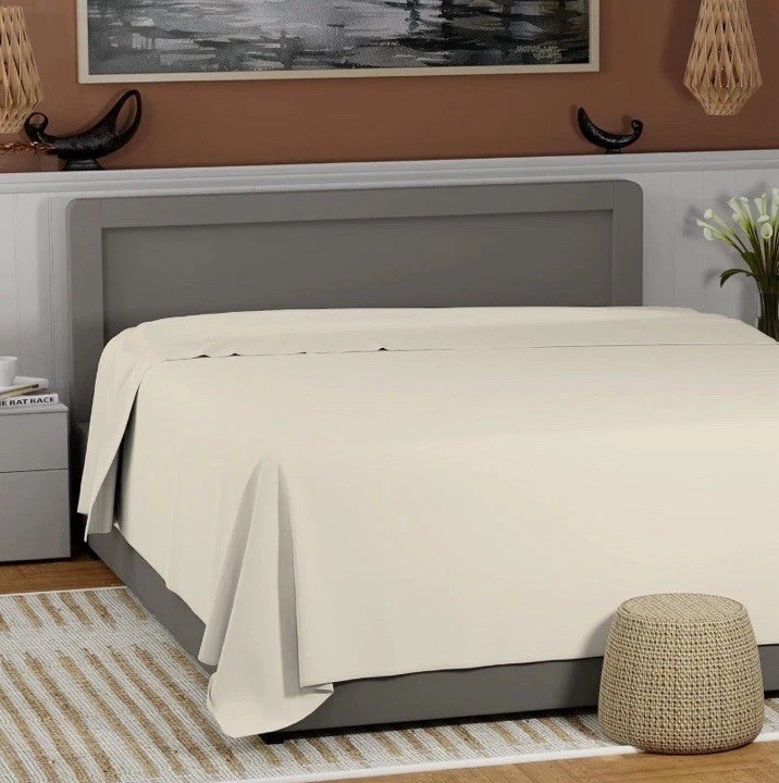 Fresh Ivory Twin Flat Sheet, 100% Cotton Twin, 66 X 96 in