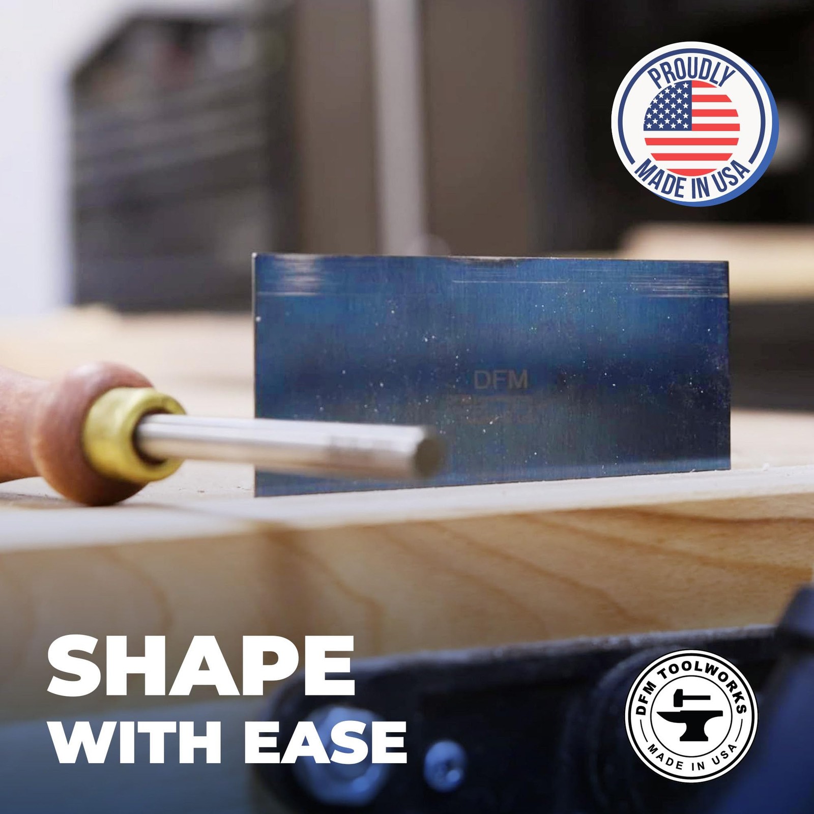 DFM Tool Works Rectangle Card Scraper - Precision 0.032" x 2.5" x 5", Blue