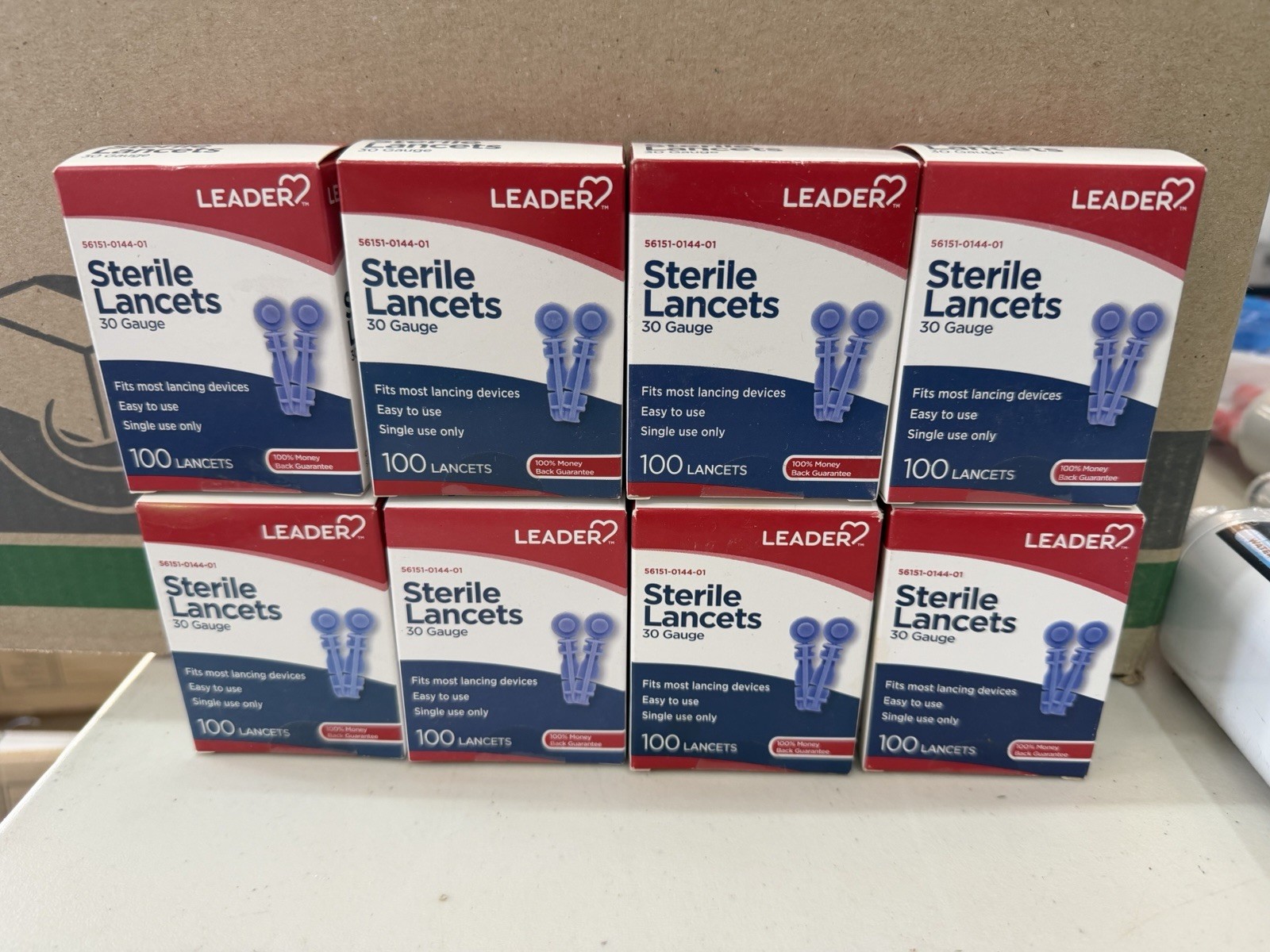 8 LEADER Sterile Lancets 30 Gauge 100 Per Box. Expires 1/7/23 800 Lancets Total