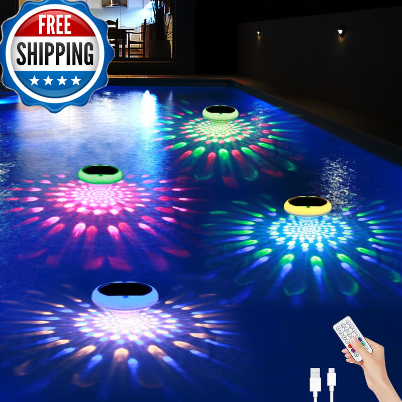 Boxpsii Solar Floating Pool Lights4 Pack 2600Mah Usb Rechargeable Pool Lights