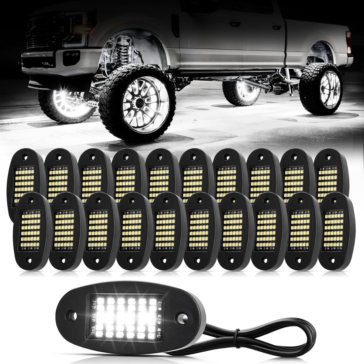 20 Pods White Rock Lights 6000K Pure 36 LEDs SMD Chips 20 Pods,