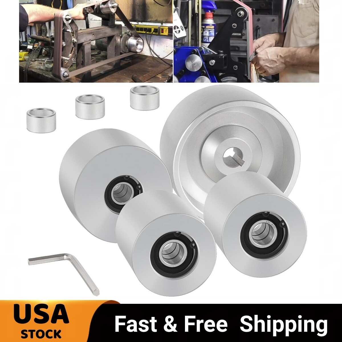 Belt Grinder 2x72 Wheel Set Knife Grinder 4" Drive 5/8" Bore 3" Track 2" Idler