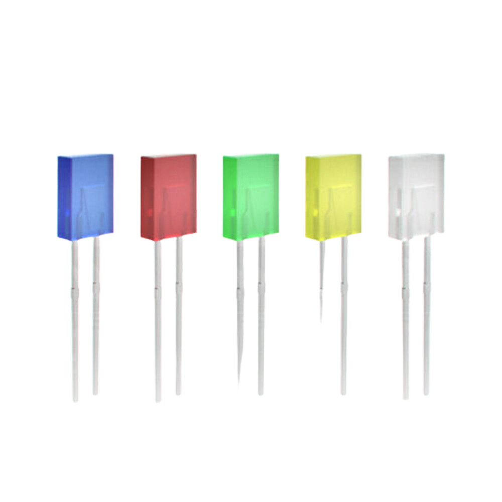 100PCS LED Square Rectangular Diffused 2x5x7mm Red Blue Green Yellow White