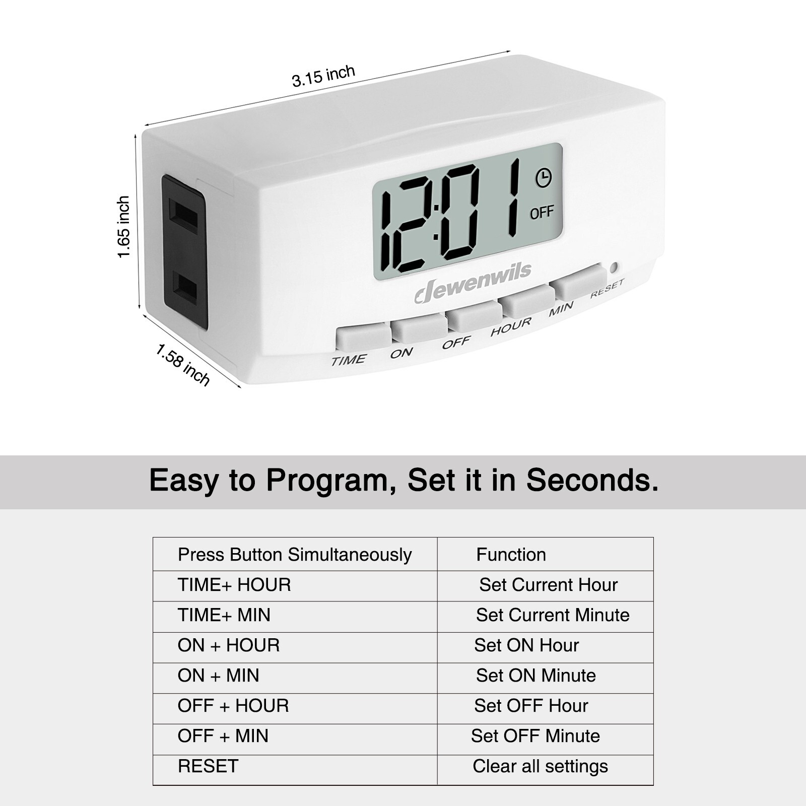 DEWENWILS Digital Timers for Electrical Outlets Plug-in Timer Outlet 2 Pack