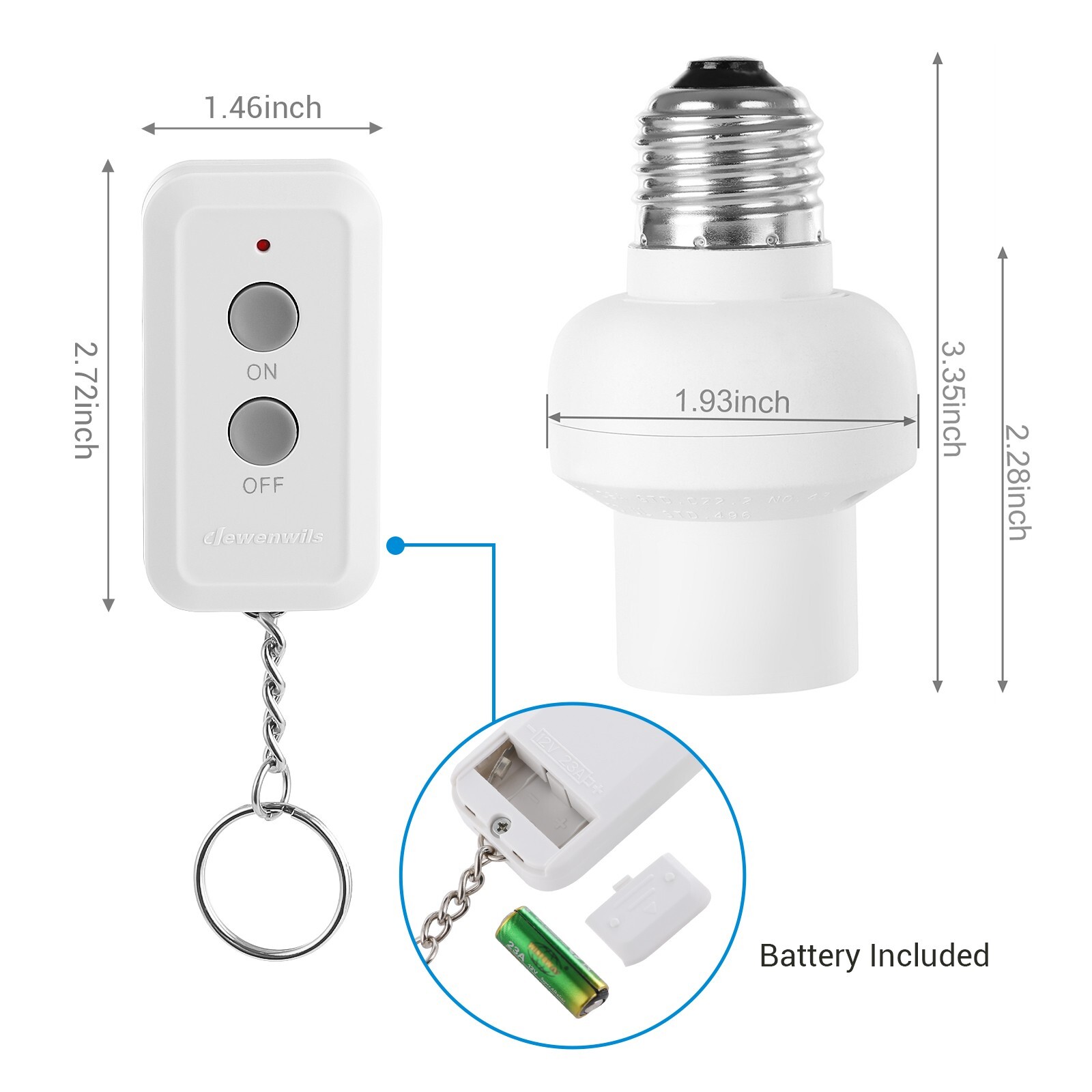DEWENWILS Wireless Light Switch Kit Lamp Light Bulbs Socket with Switch, Program