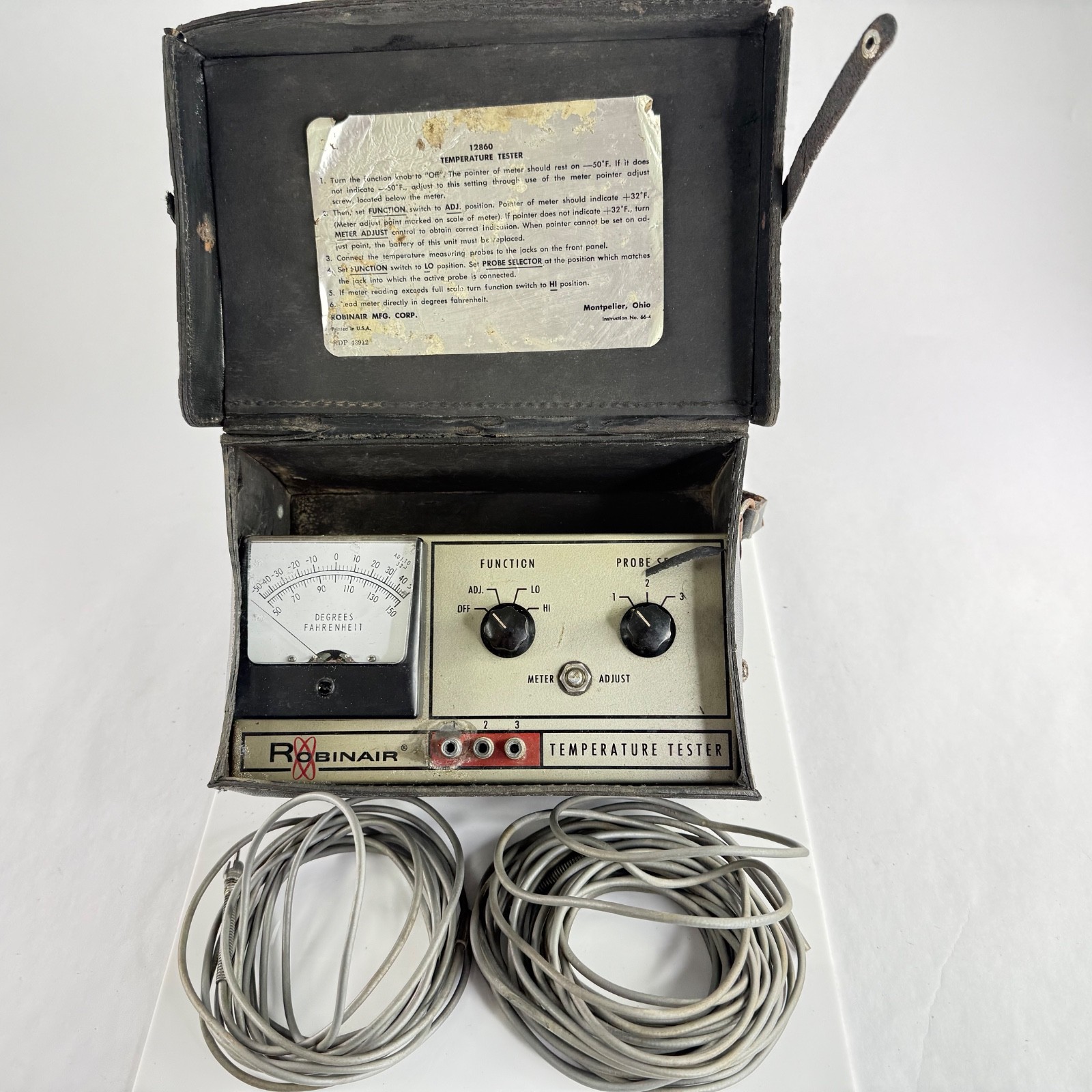 Vintage Robinair 12860 Temperature Tester HVAC A/C w/ 2 Probes & Leather Case