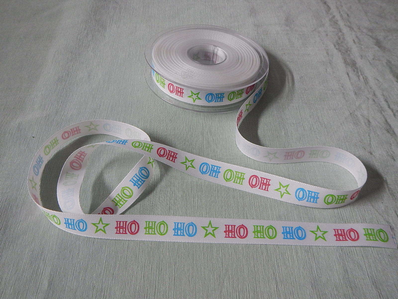 Christmas Ribbon Ho Ho Ho 15mm x 20 metres