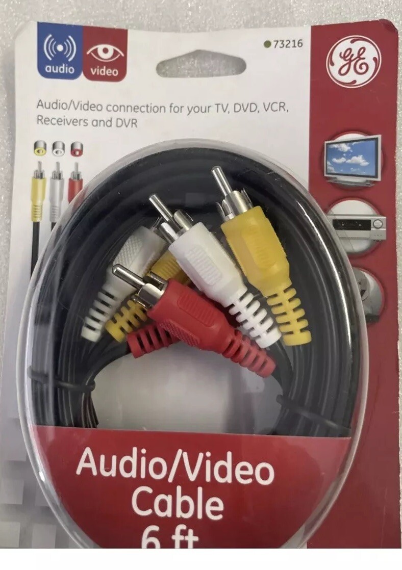 NEW GE 73216 Audio/Video Cable Red/White/Yellow 6FT