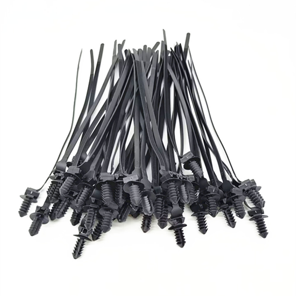 Car Push Mount Zip Ties Nylon Tie Wraps Clip Pipe Cable Fasteners Bundle Kit