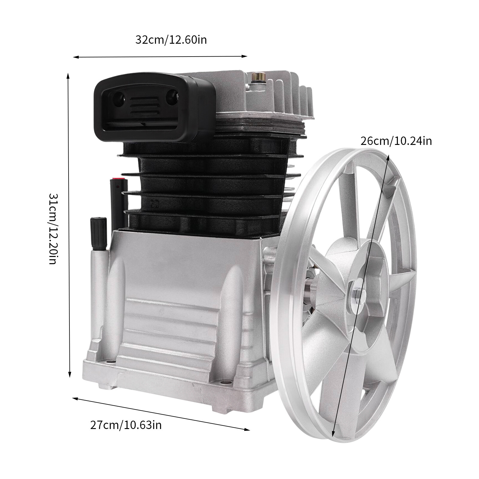 Air Compressor Pump Head 3HP Air Compressor Pump Head Silver 2 Cylinders Piston