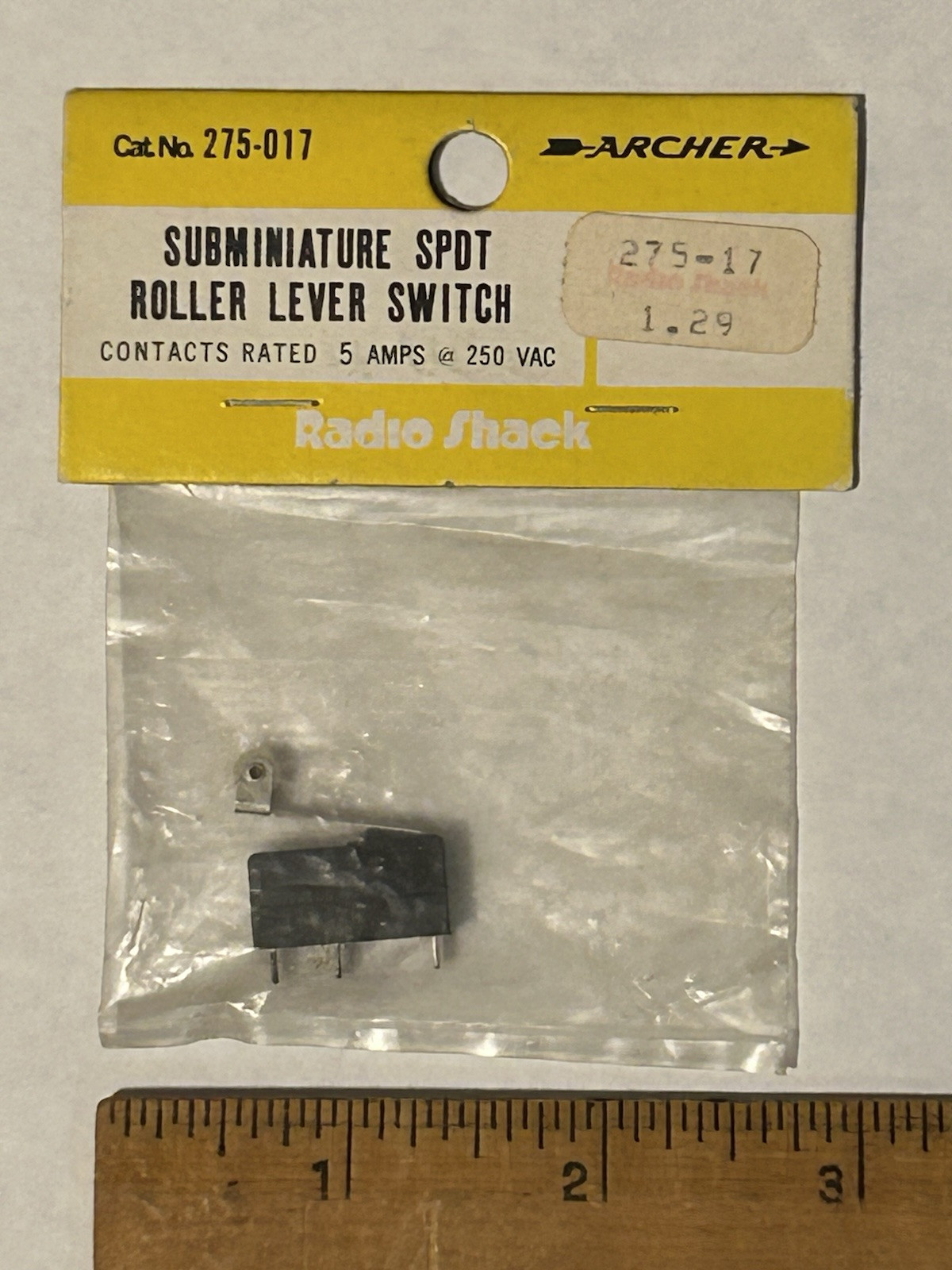 Vintage Archer/Radio Shack Subminiature SPDT Roller Lever Switch