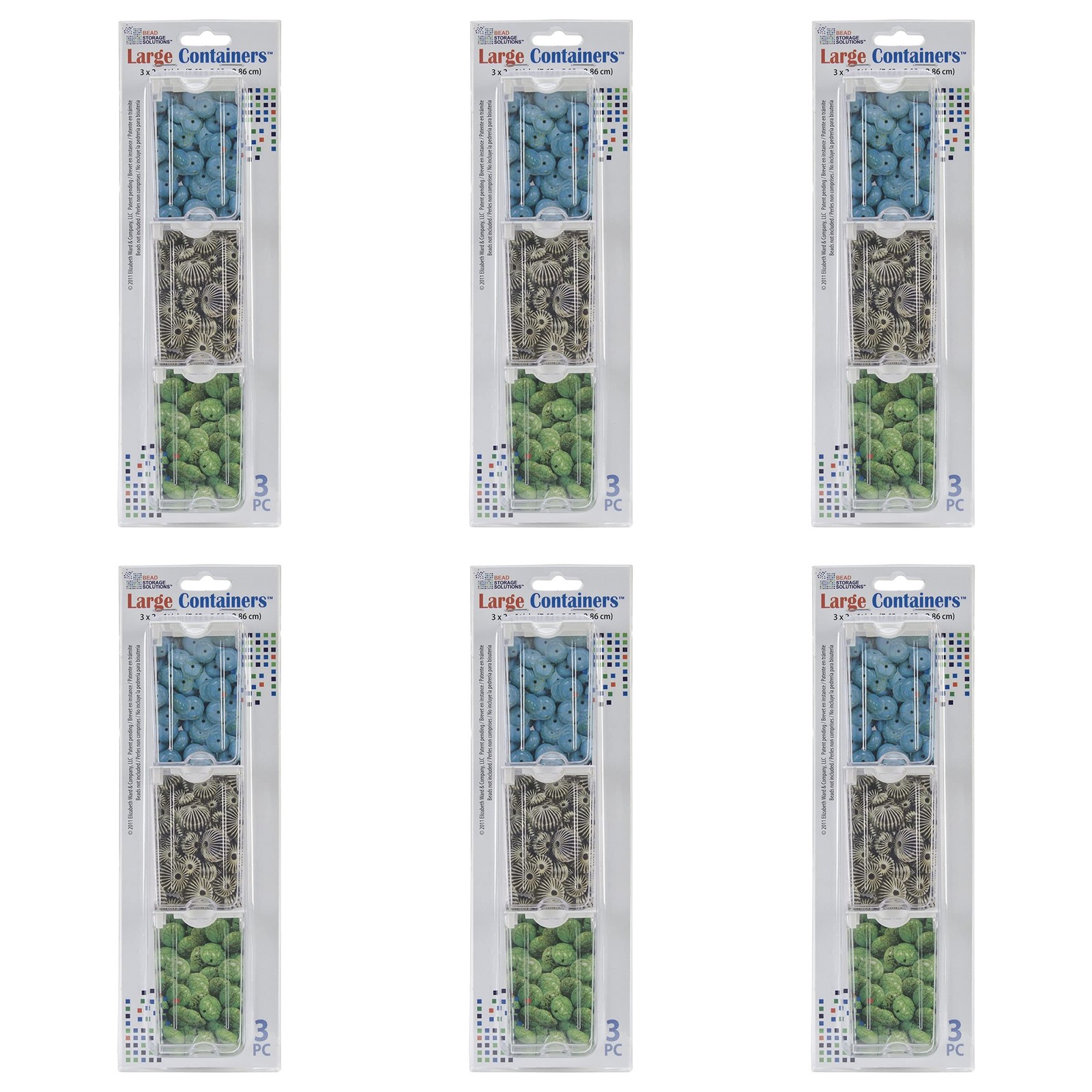 Elizabeth Ward Bead Storage Solutions 3 Piece Craft Storage Containers (6 Pack)