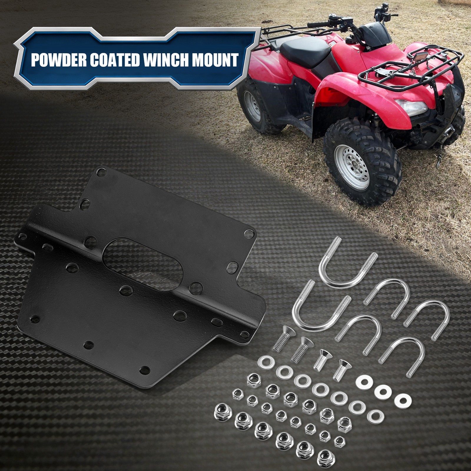 Black Powder Coated Winch Mounting Bracket Fit Honda TRX420 Rancher 2007-2013