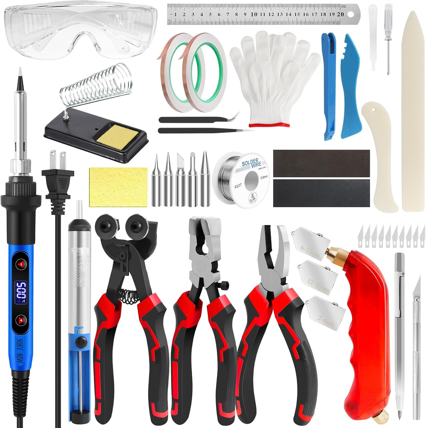 Glass Cutters Tools,43Pcs Stained Glass Tools with Glass Nippers Glass Running P