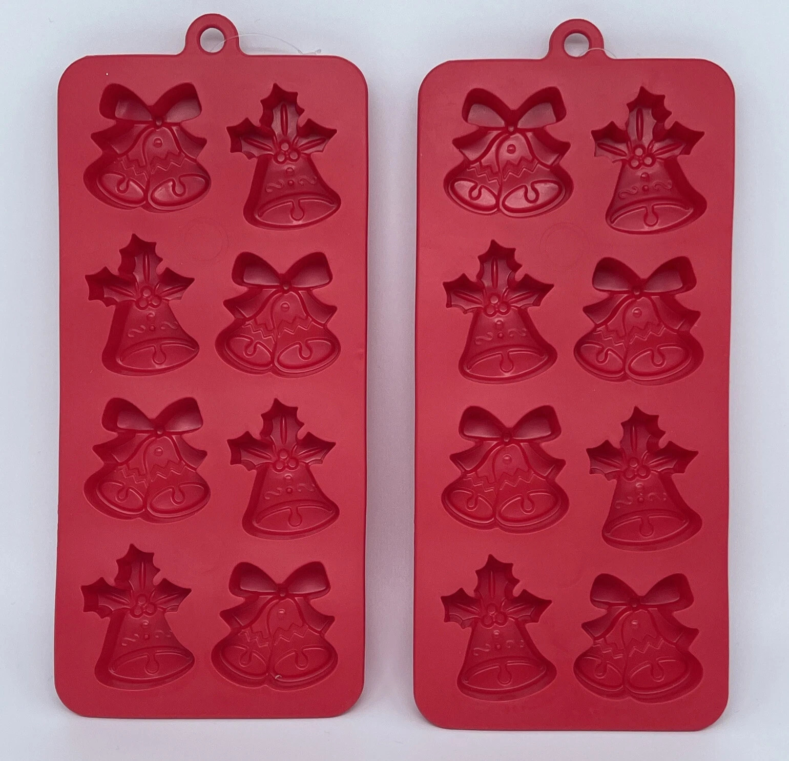 Set Of 2 Christmas House Silicone Ice Cube Tray / Mold - Holiday Bells - New