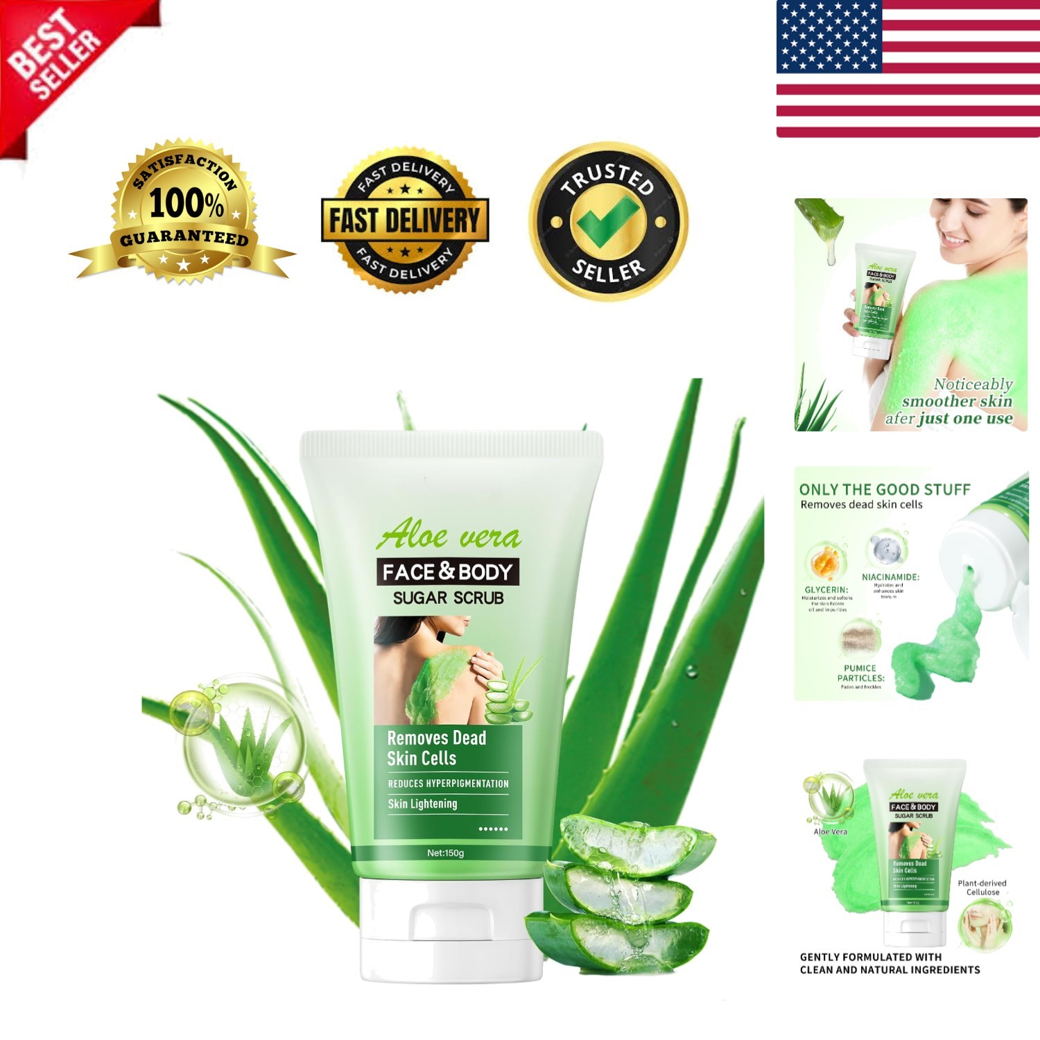 KP Bump Eraser Foot & Body Scrub Keratosis Pilaris Aloe Vera Treatment, Deepl...