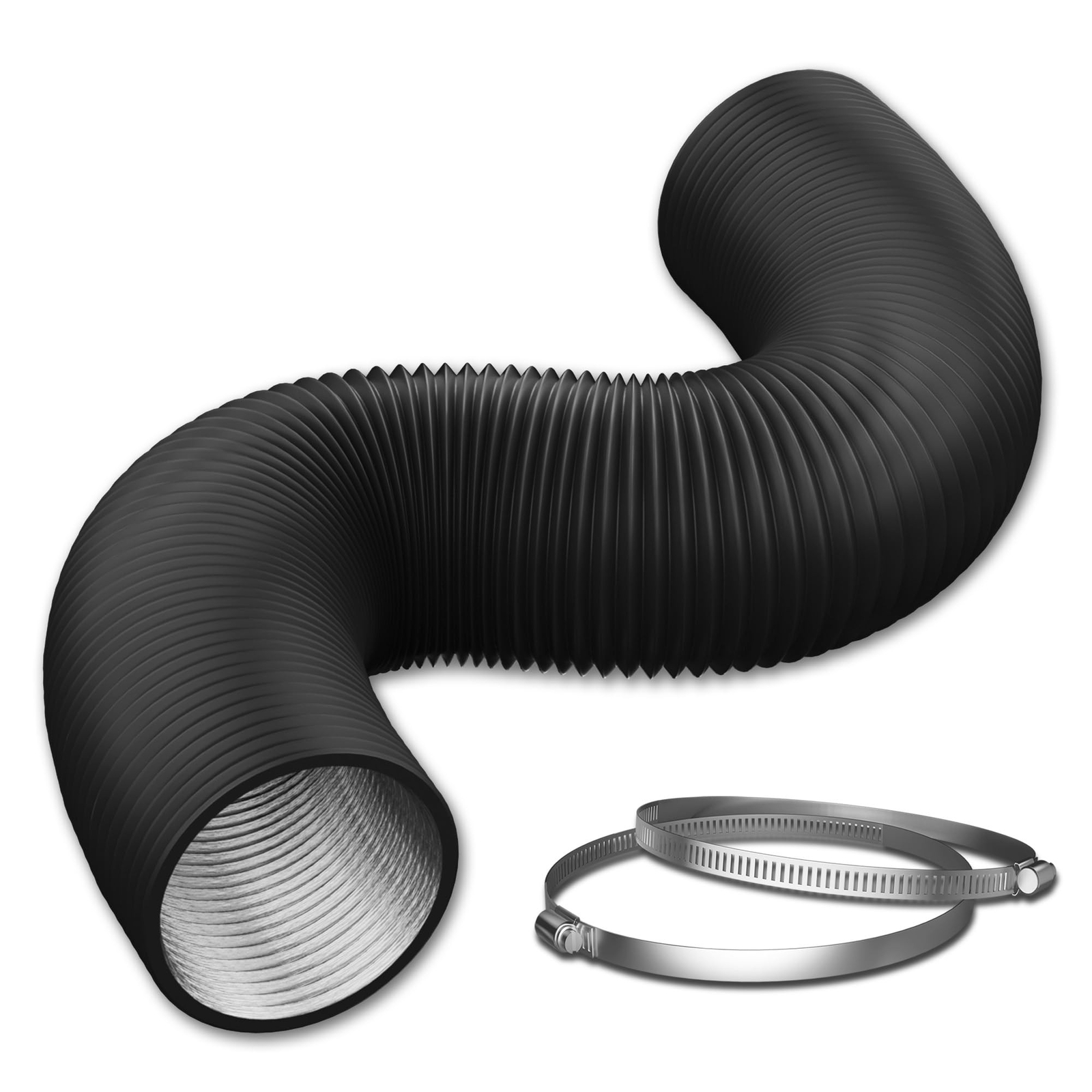 12 Inch Flexible Ducting Hose 16 Feet Black Aluminum Ducting -4 Layer Protect...