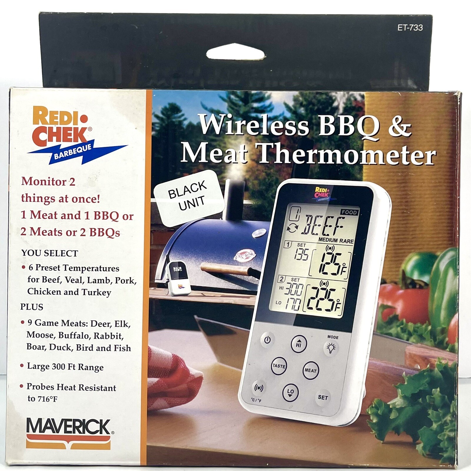 Redi Chek Maverick Wireless BBQ & Meat Thermometer Long Range /Monitor 2 Things